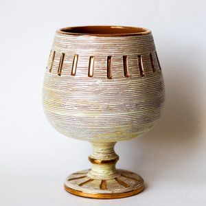 1960's Fratelli Fanciullacci Chalice Shaped Textured Italian Pottery
